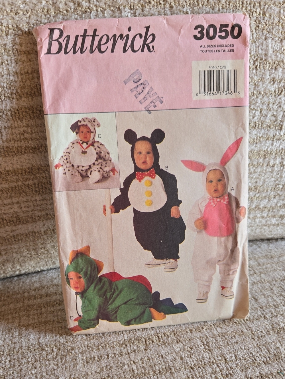 Butter Vintage Sewing Pattern Envelope - White, Black, Tan